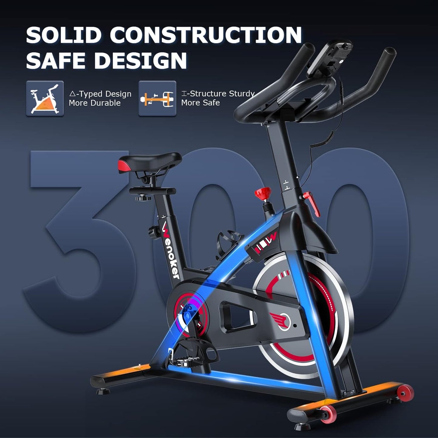 Exercise Bike Indoor Cycling, Spin Bike Exercise Equipment for Home Gym Use with LCD Display & Tablet Holder Fitness Workout Cardio Training Machine