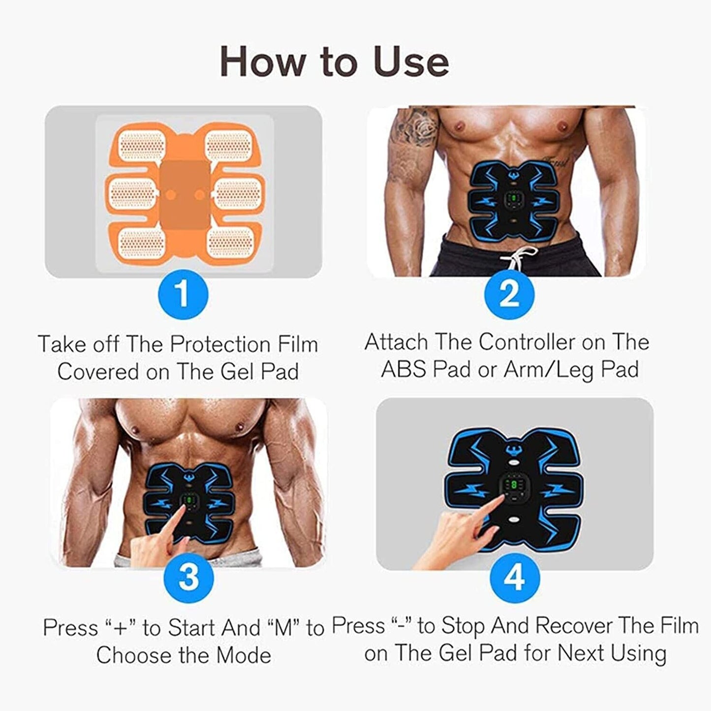 Rechargeable EMS Abdominal Muscle Stimulator ABS Trainer Toner