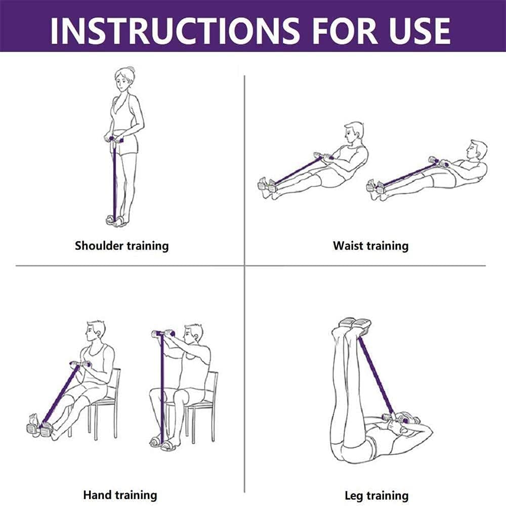Abdominal Trainer, Sit-Up Training Equipment, Bodybuilding Expander, Full Body Trainer for Home, 6 Tubes, Elastic Pull Rope, Multifunctional Leg Exerciser for Fitness, Weight Loss, Training, Yoga