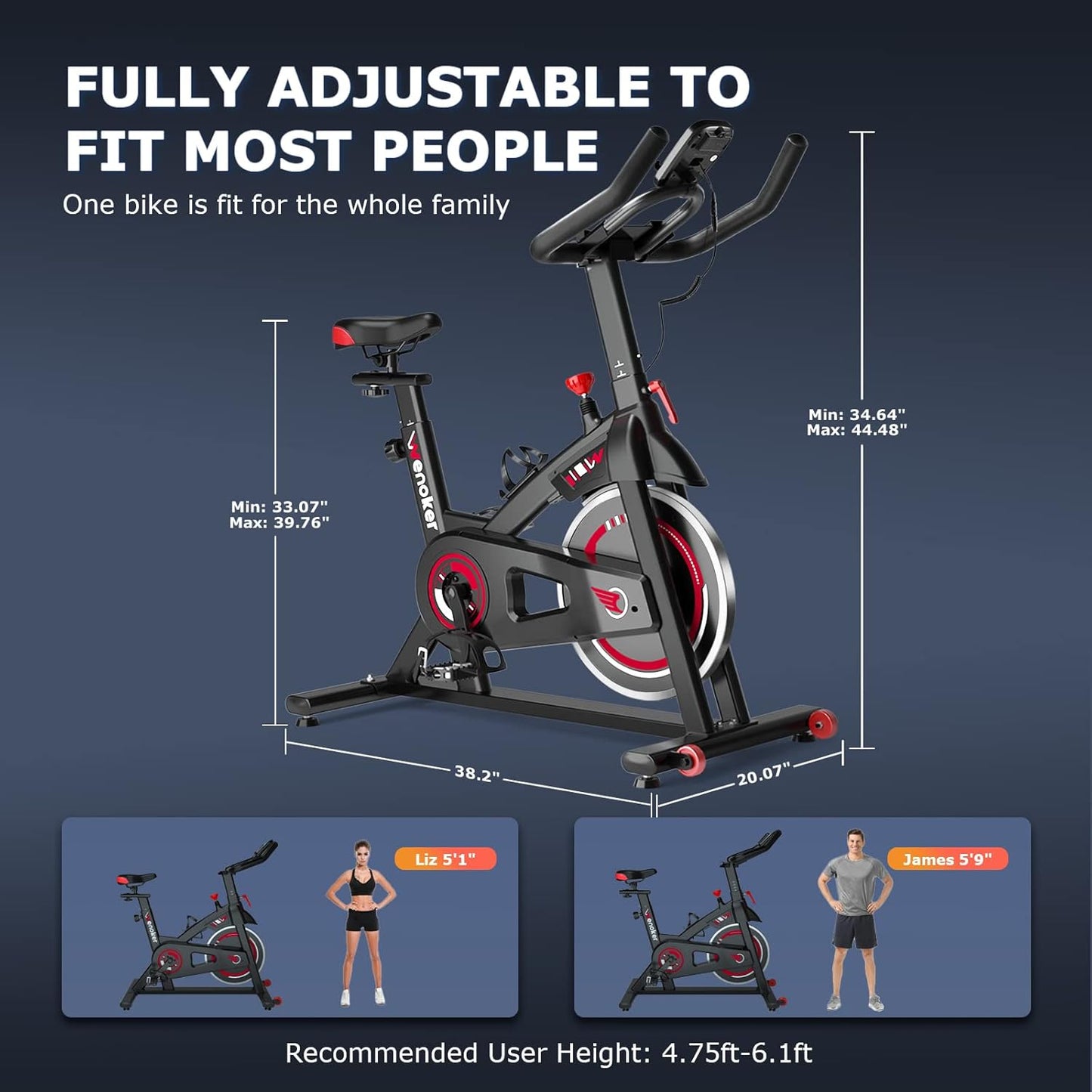 Exercise Bike Indoor Cycling, Spin Bike Exercise Equipment for Home Gym Use with LCD Display & Tablet Holder Fitness Workout Cardio Training Machine