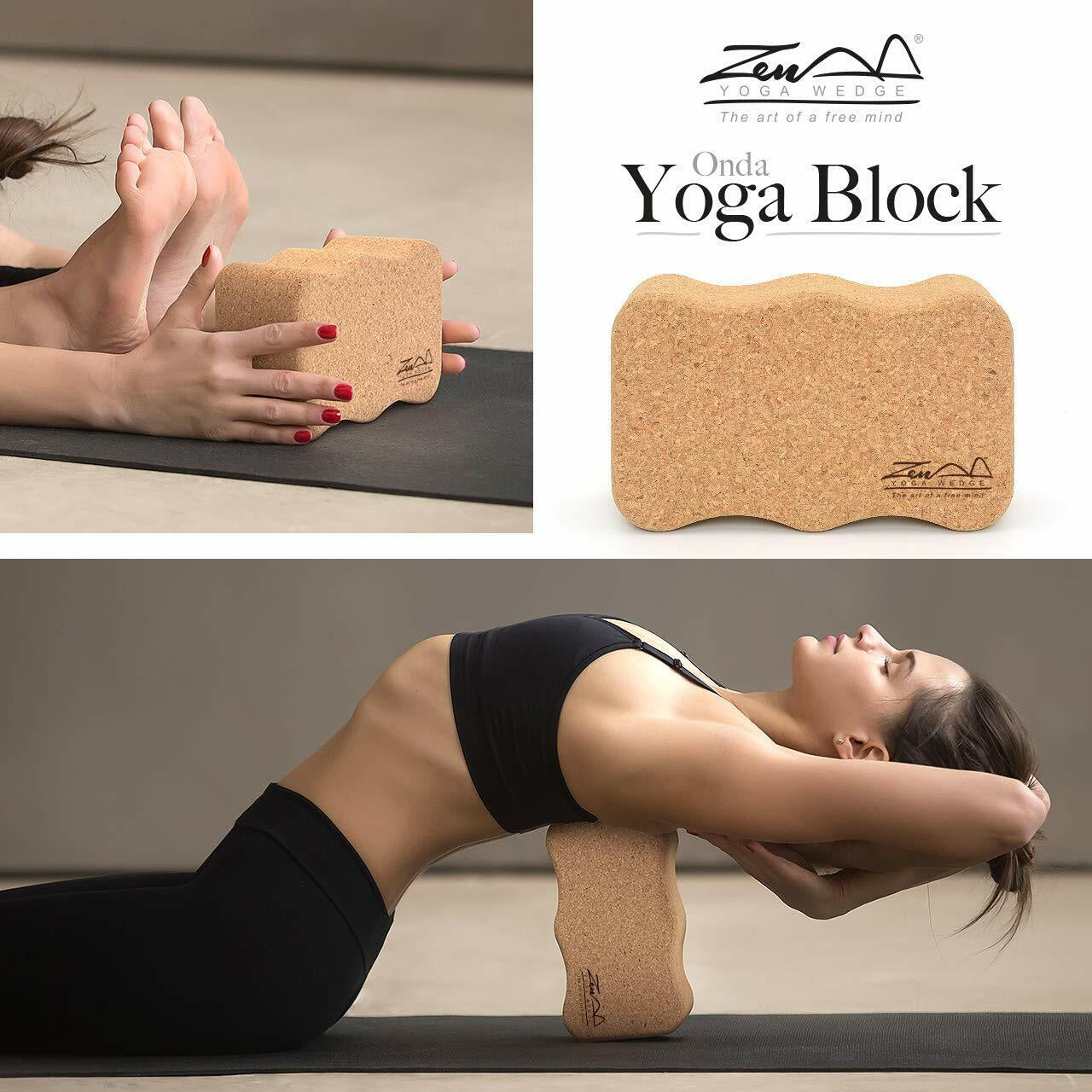 Cork Wood Exercise ONDA YOGA BLOCK WAVE Brick