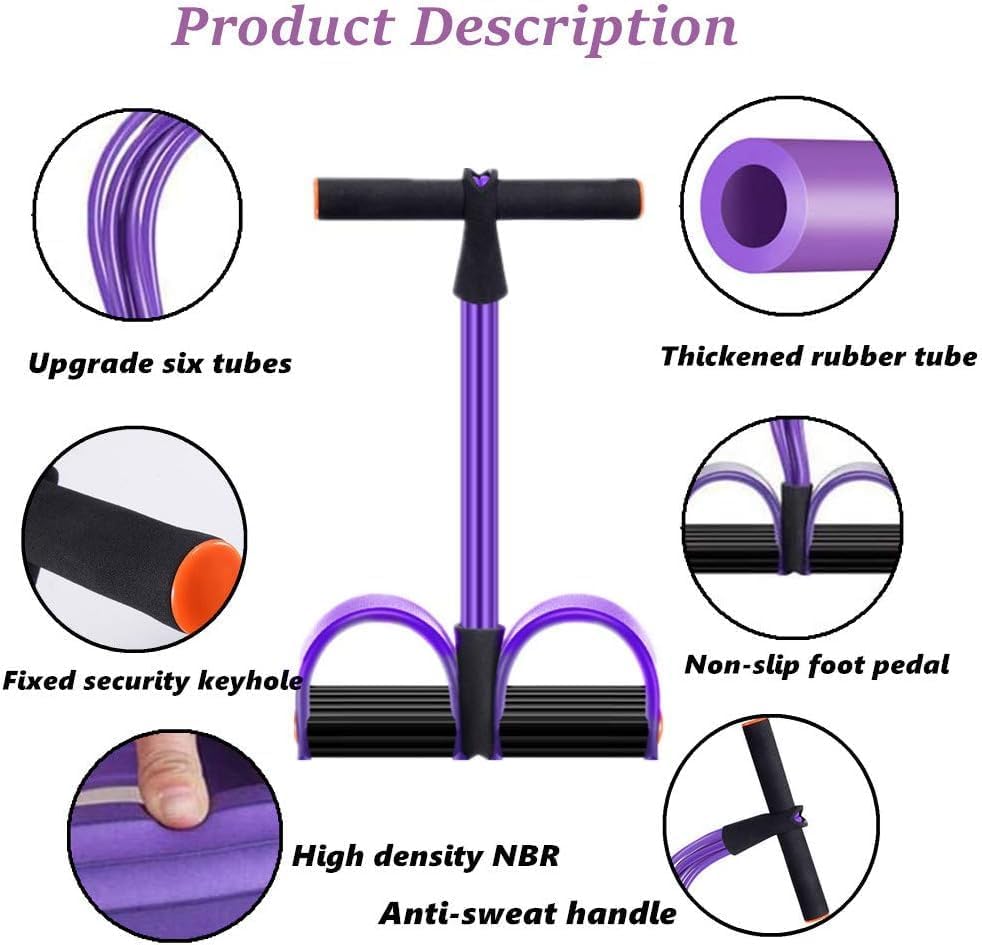 Abdominal Trainer, Sit-Up Training Equipment, Bodybuilding Expander, Full Body Trainer for Home, 6 Tubes, Elastic Pull Rope, Multifunctional Leg Exerciser for Fitness, Weight Loss, Training, Yoga
