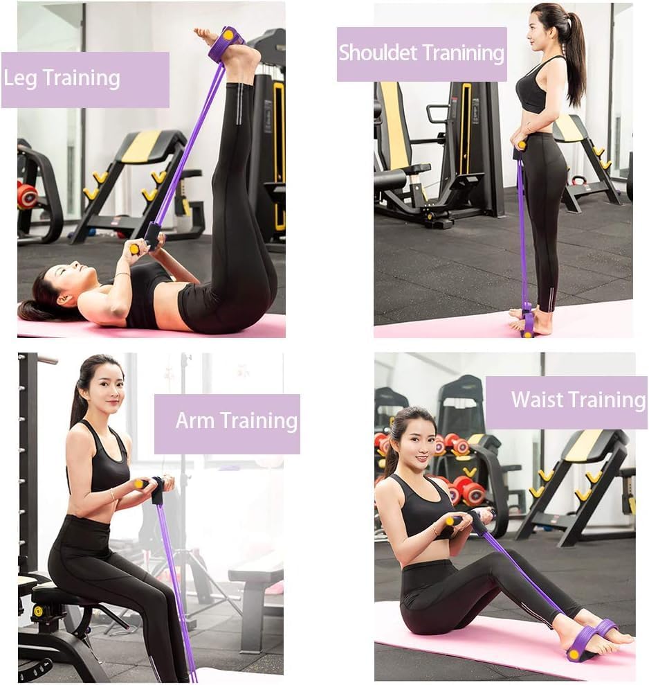 Abdominal Trainer, Sit-Up Training Equipment, Bodybuilding Expander, Full Body Trainer for Home, 6 Tubes, Elastic Pull Rope, Multifunctional Leg Exerciser for Fitness, Weight Loss, Training, Yoga