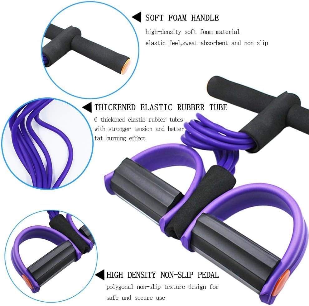Abdominal Trainer, Sit-Up Training Equipment, Bodybuilding Expander, Full Body Trainer for Home, 6 Tubes, Elastic Pull Rope, Multifunctional Leg Exerciser for Fitness, Weight Loss, Training, Yoga