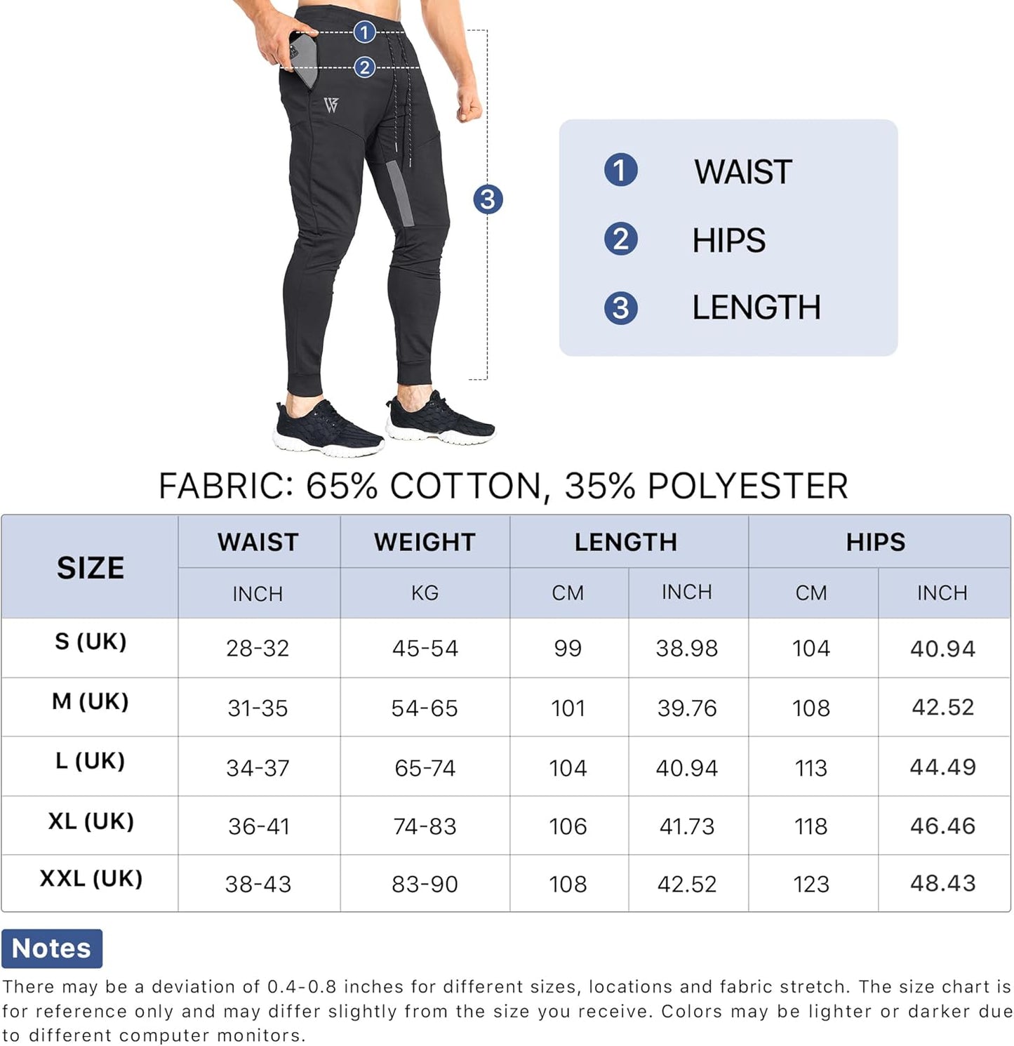 Men's Vertex Slim Fit Gym Trousers - Athletic Jogging Bottoms for Running and Sports