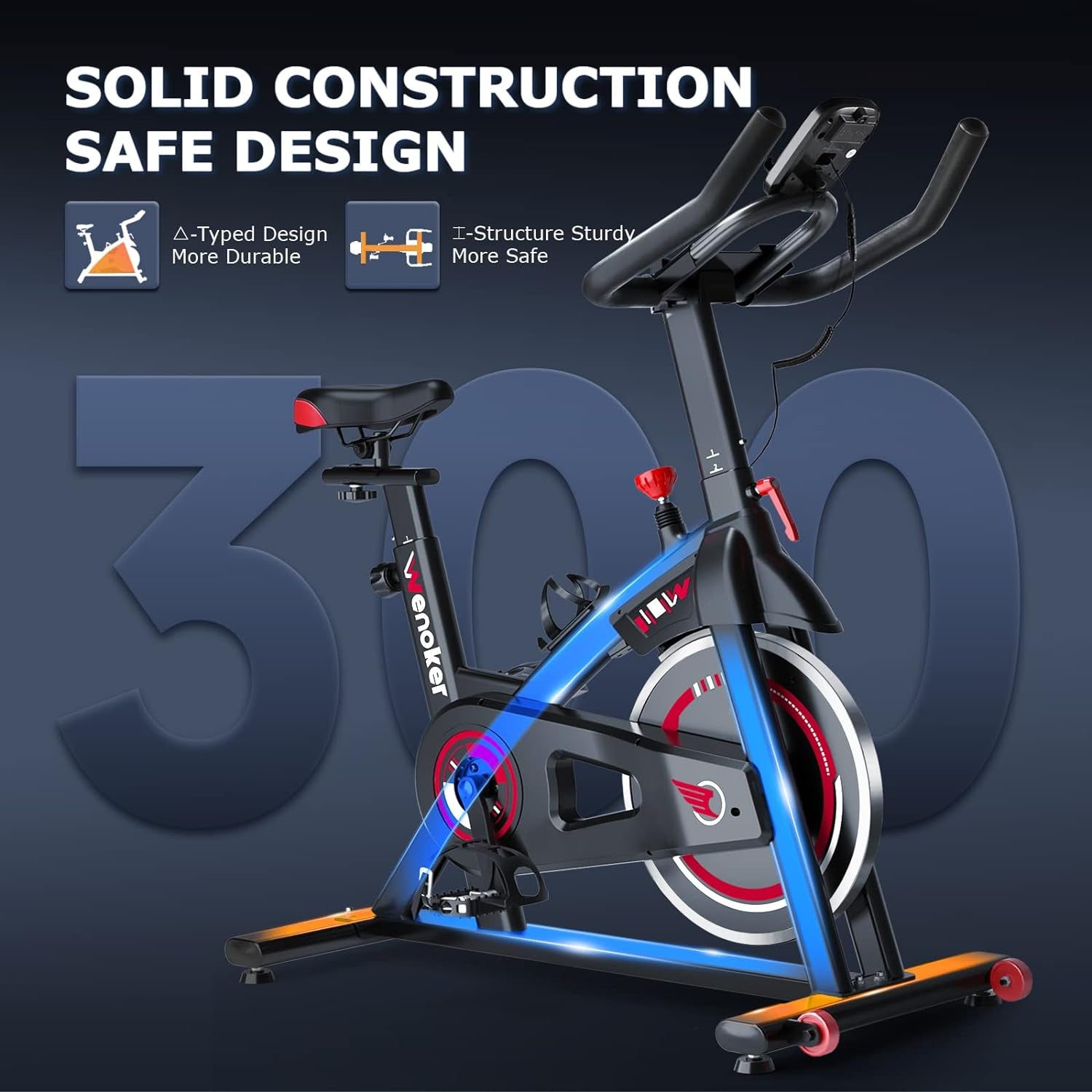Exercise Bike Indoor Cycling, Spin Bike Exercise Equipment for Home Gym Use with LCD Display & Tablet Holder Fitness Workout Cardio Training Machine