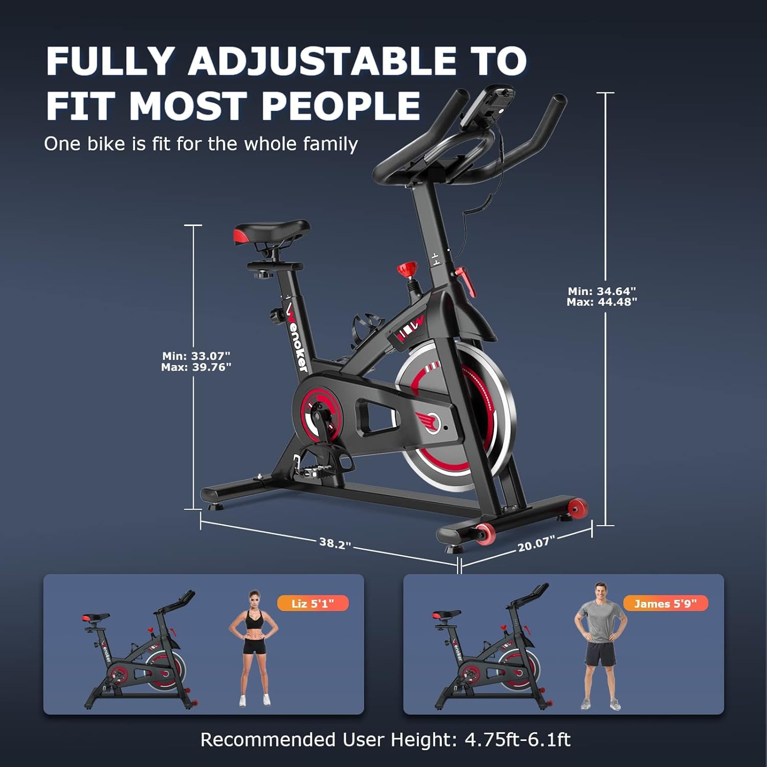 Exercise Bike Indoor Cycling, Spin Bike Exercise Equipment for Home Gym Use with LCD Display & Tablet Holder Fitness Workout Cardio Training Machine