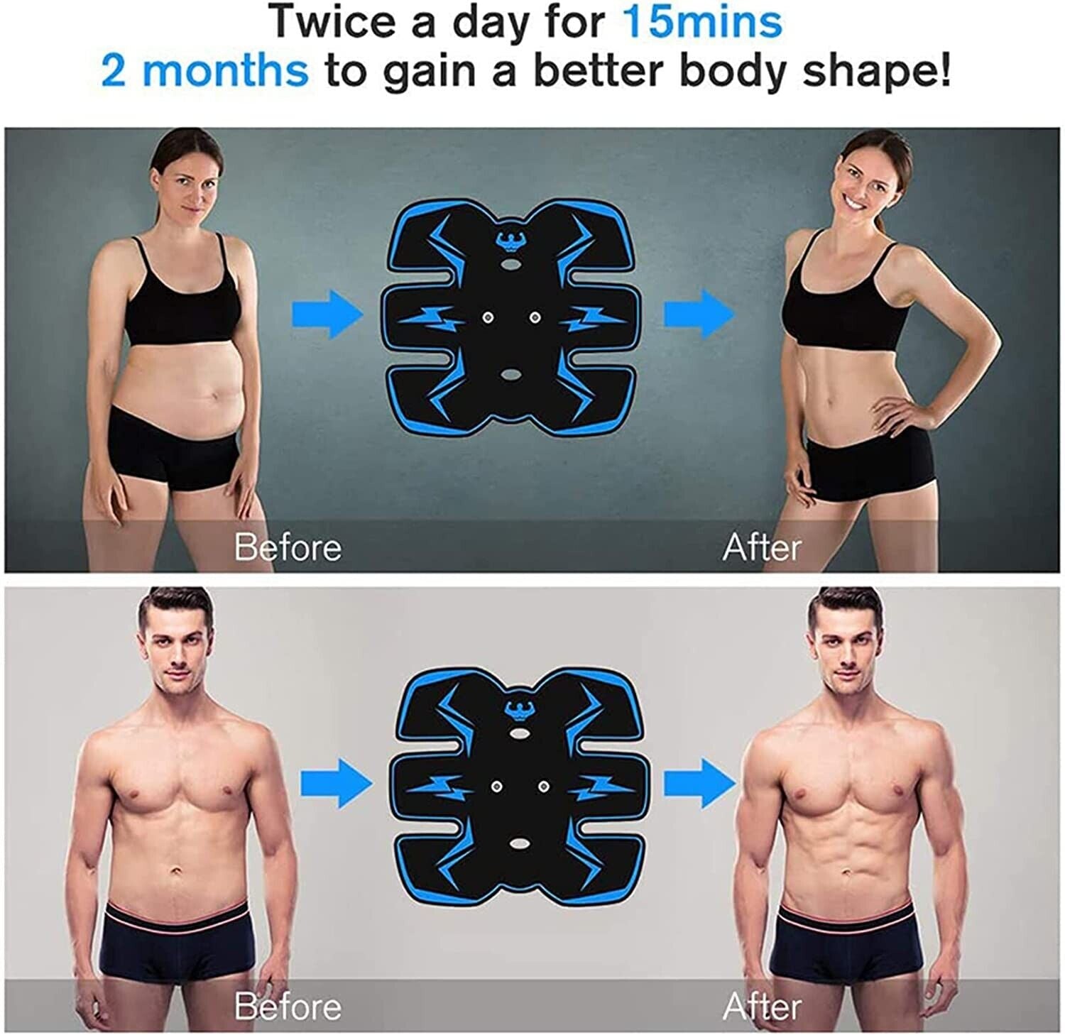 Rechargeable EMS Abdominal Muscle Stimulator ABS Trainer Toner