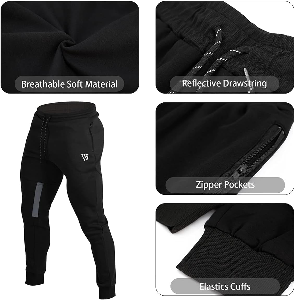 Men's Vertex Slim Fit Gym Trousers - Athletic Jogging Bottoms for Running and Sports