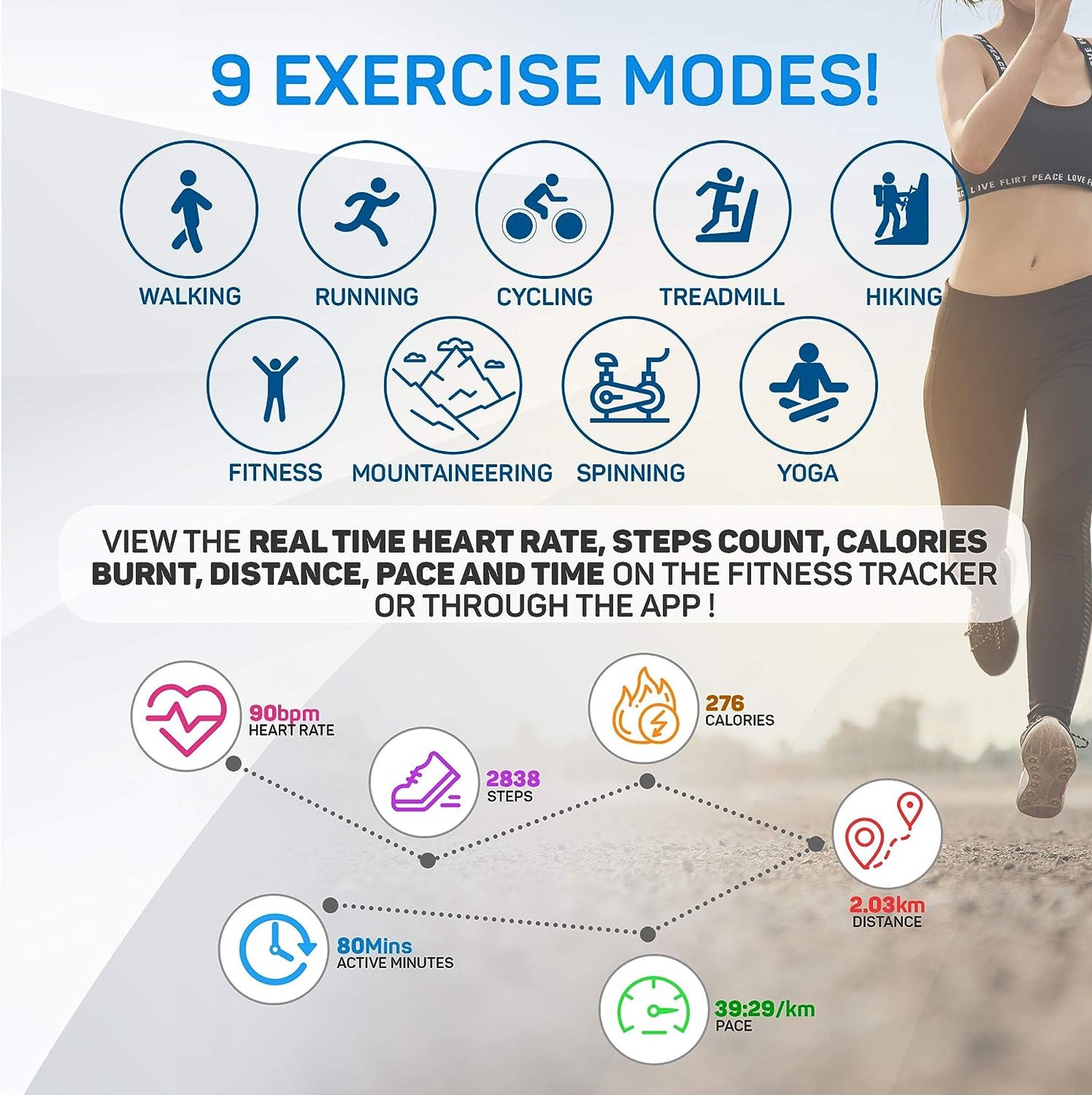 Move Veryfitpro Smart Watch HR Heart Rate Sleep Monitor IP68 Waterproof Activity Fitness Tracker