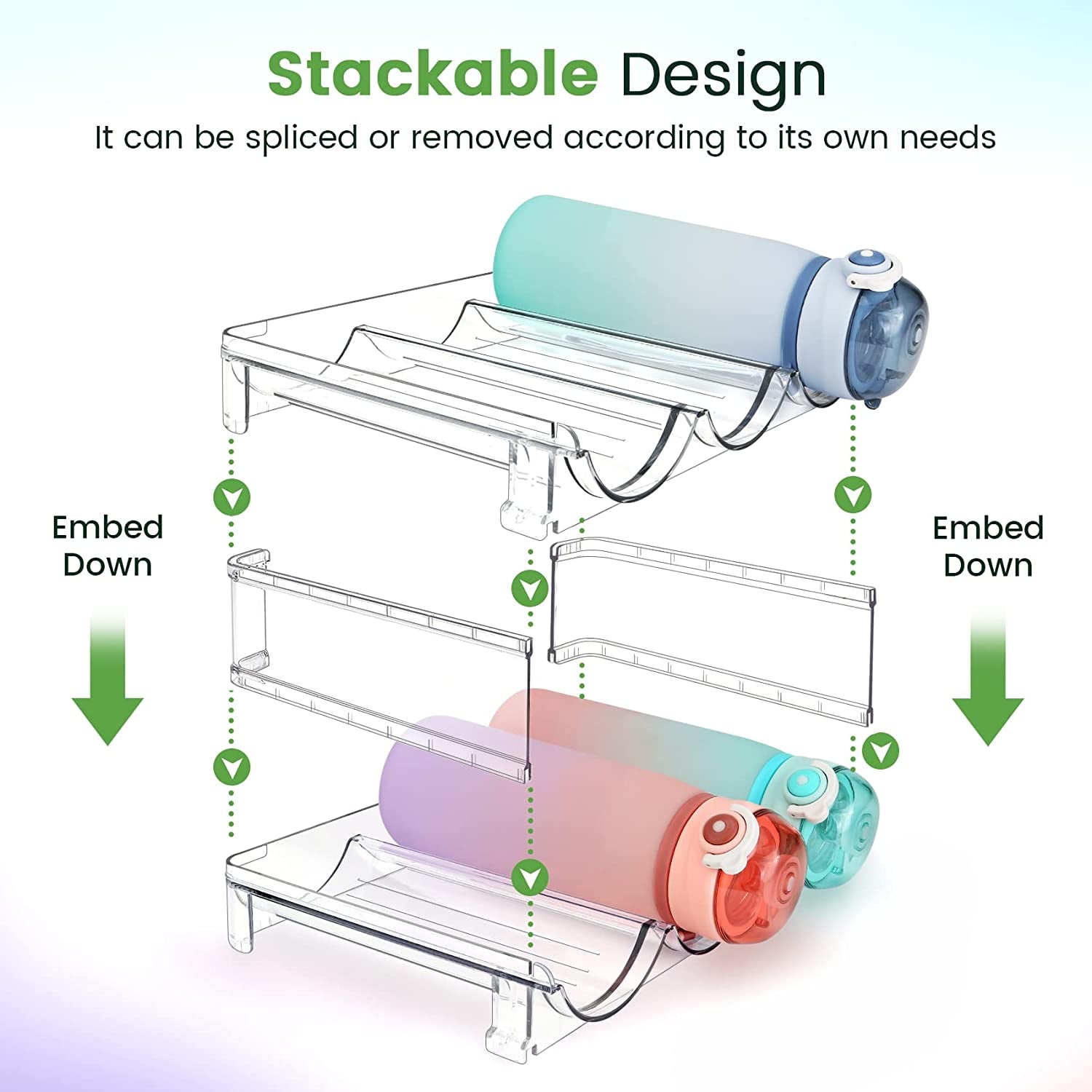 Water Bottle Organizer for Cabinet, Water Bottle Storage Organizer