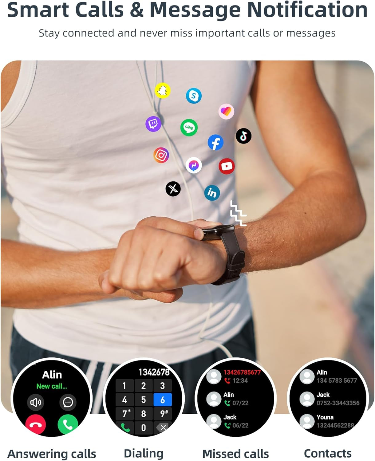 Smart Watch Answer/Make Calls, Smart Watch for Men Women Fitness Watch