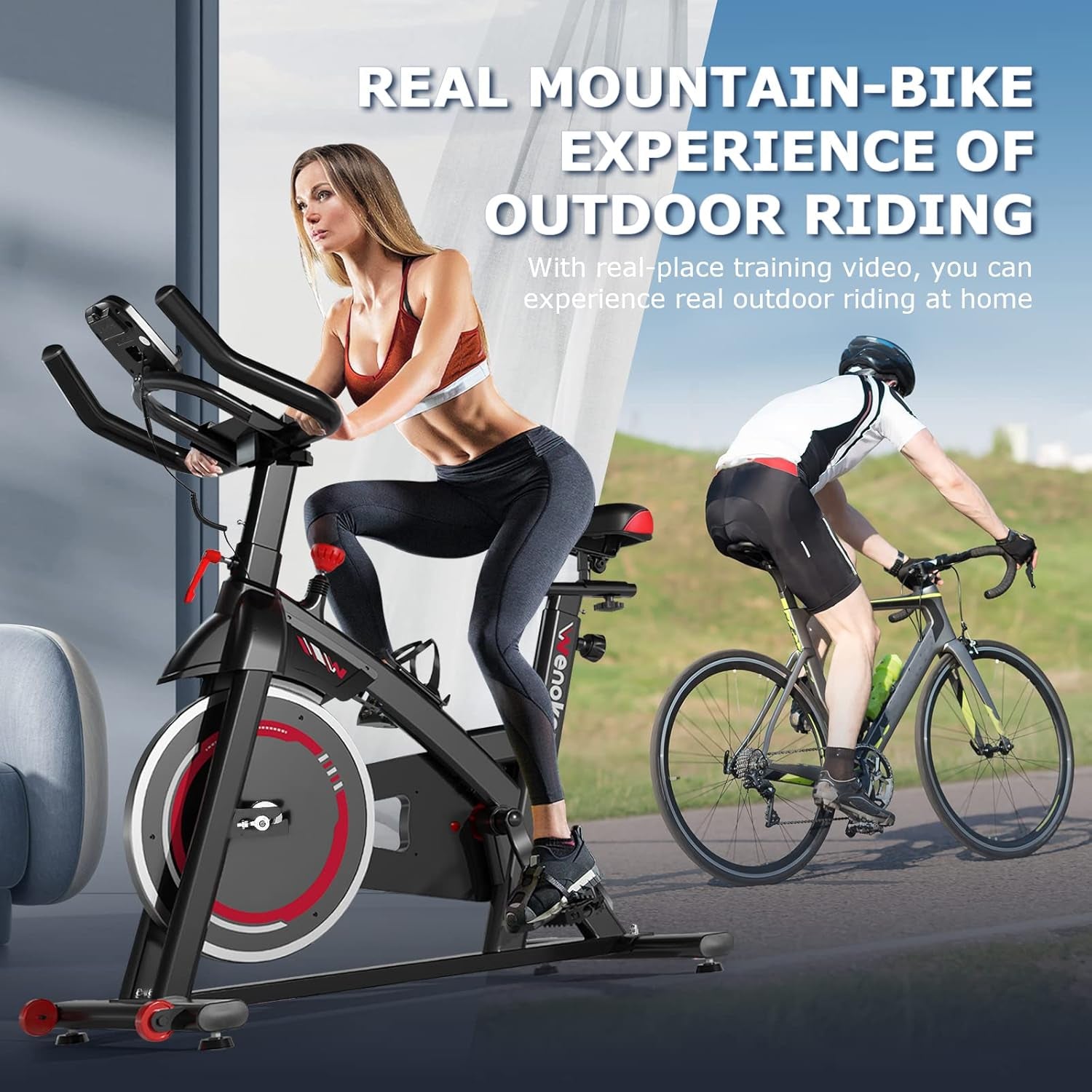 Exercise Bike Indoor Cycling, Spin Bike Exercise Equipment for Home Gym Use with LCD Display & Tablet Holder Fitness Workout Cardio Training Machine