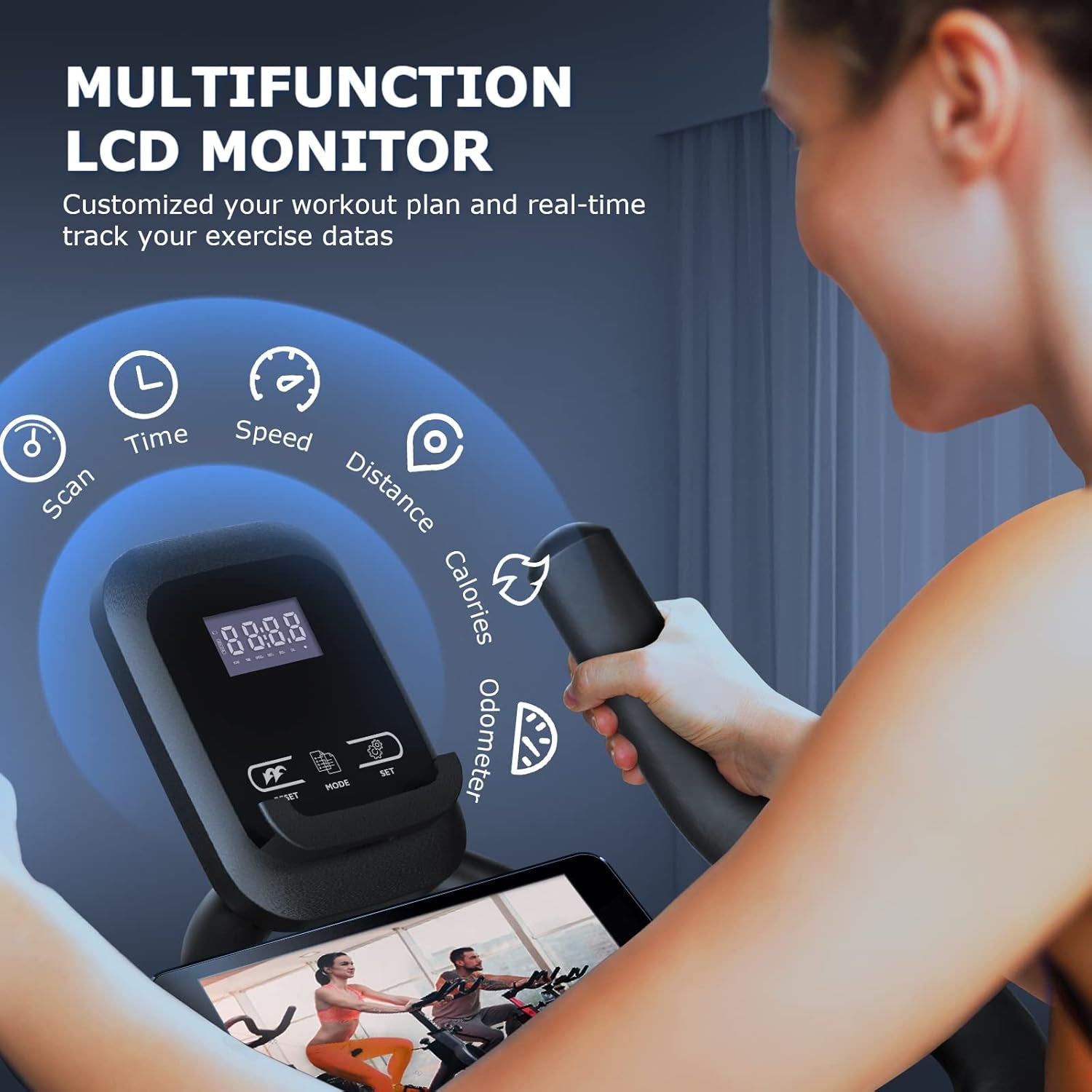 Exercise Bike Indoor Cycling, Spin Bike Exercise Equipment for Home Gym Use with LCD Display & Tablet Holder Fitness Workout Cardio Training Machine
